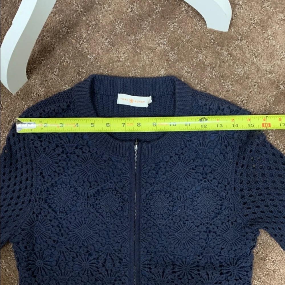 Tory Burch baby eyelet zip cardigan like new sz 6